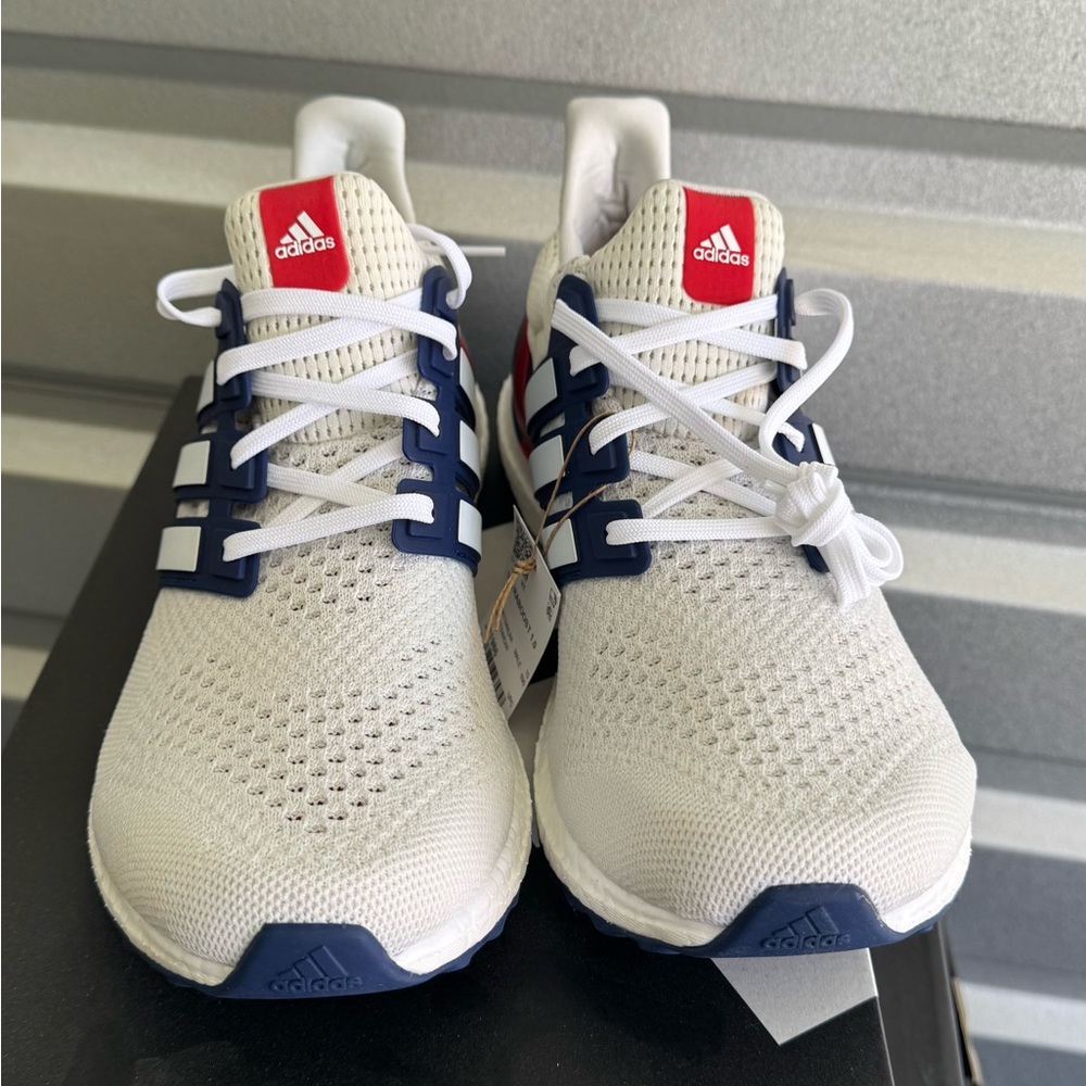 Adidas Kids White and Navy Sneakers